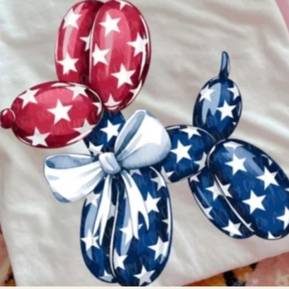 Patriotic Star Balloon Dog Decorative Pillow Cover, Tote Bag Or Tee Red & Blue